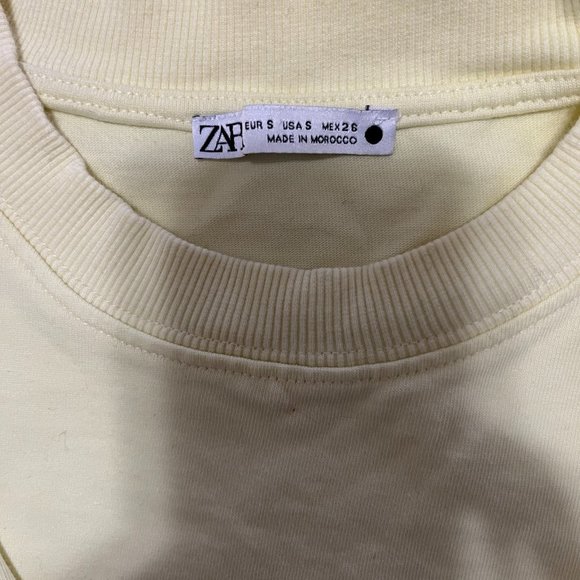 ZARA Womens Yellow Crop T Shirt Short Sleeve Top Sz S - Picture 5 of 5